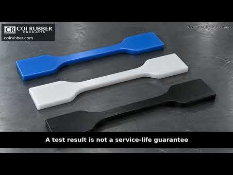 Plastic dog-bone specimens shown in the ASTM D638 tensile testing video